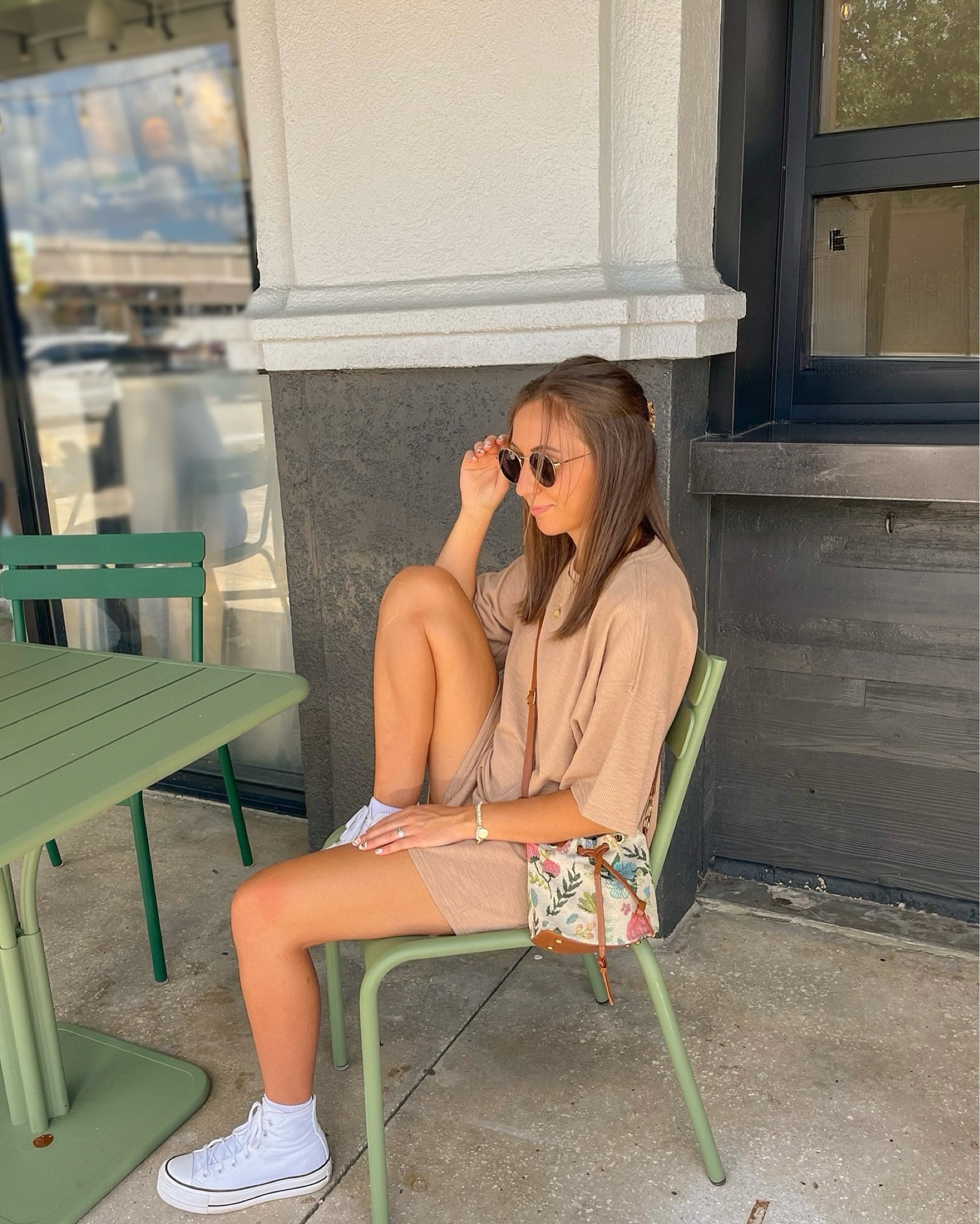 casual fall outfit, neutral matching set, conversee