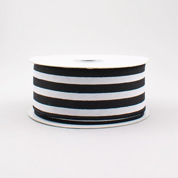 Vertical Stripe Wired Edge Ribbon (1.5", Black White) - 10 Yards : RX9135X6 | Amazon (US)