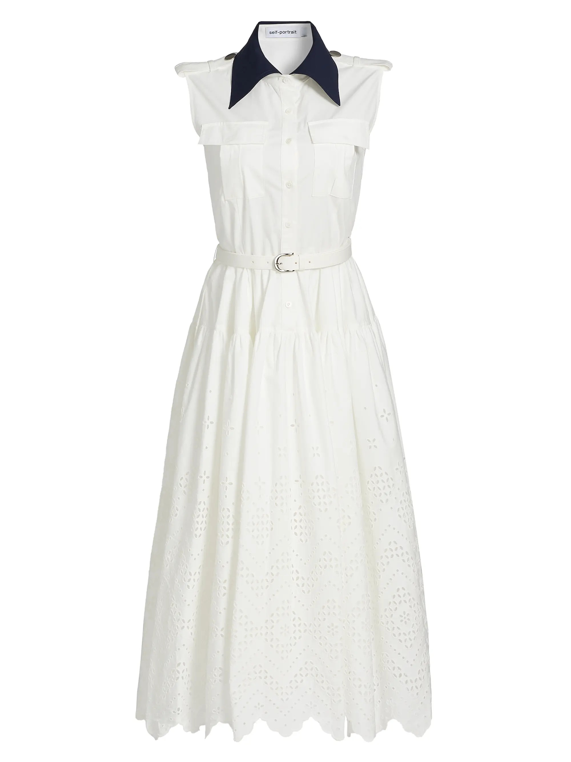 Eyelet Cotton A-Line Midi-Dress | Saks Fifth Avenue