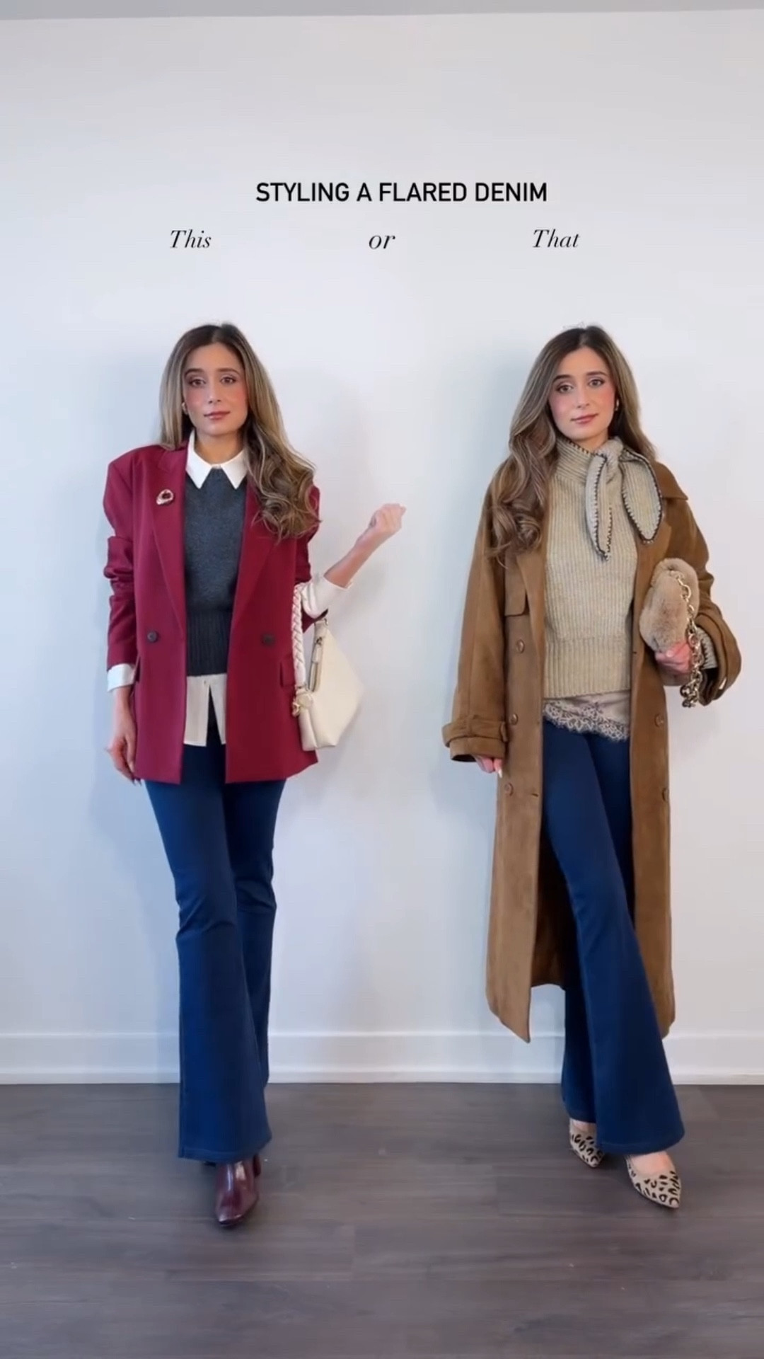 Use code SHARONIUGA for 10% off. Love how the flared jeans are so versatile to style and the tie neck sweater is so chic! 😍 
#amazonfinds #thisorthat 

#LTKCyberWeek #LTKWorkwear #LTKSaleAlert