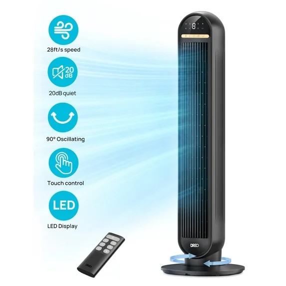 DREO 36" Tower Fan, 20dB Ultra Quiet Fans for Home, 8 Speeds & 4 Modes,  28ft/s Powerful Airflow,... | Walmart (US)