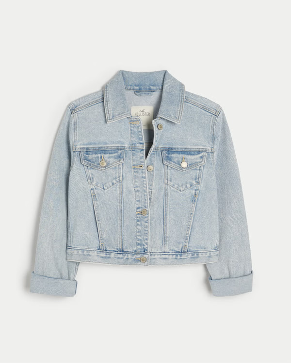 Women's Light Wash Denim Jacket | Women's Jackets & Coats | HollisterCo.com | Hollister (US)