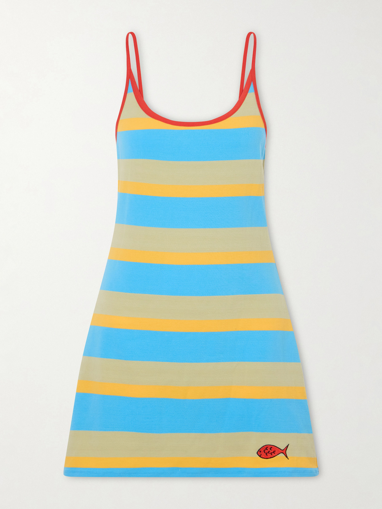 STAUD - +da Adolfo Vespa Striped Logo-embroidered Cotton-blend Dress - Multi | NET-A-PORTER (US)