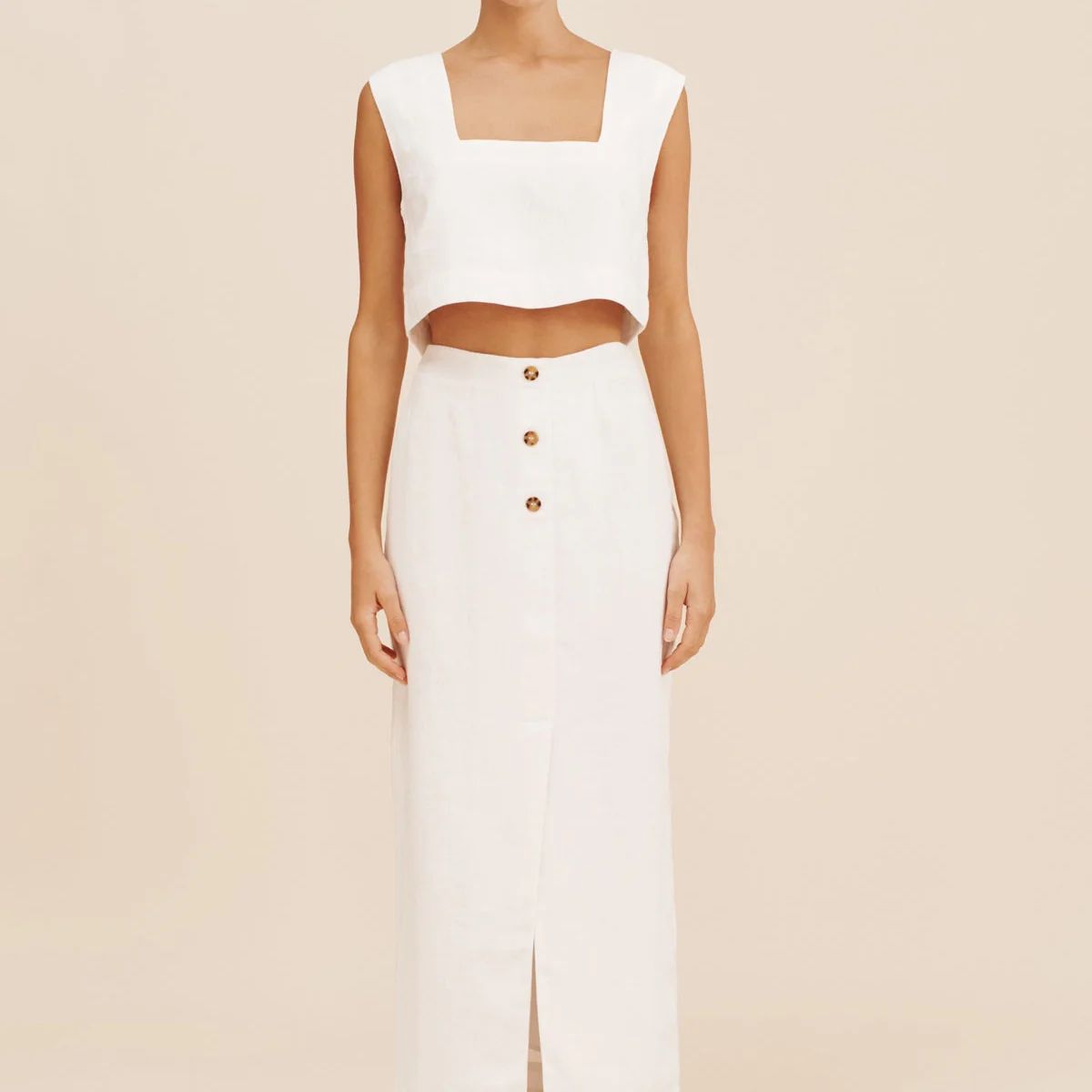 GIGI COLUMN SKIRT - IVORY | POSSE (US)