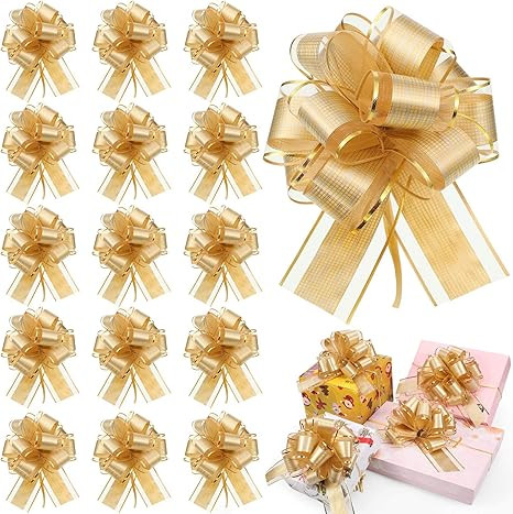 WILLBOND 20 Pieces Pull Bow Gift Wrapping Pull Bow Ribbon Pull Bows for Christmas Wedding Baskets... | Amazon (US)