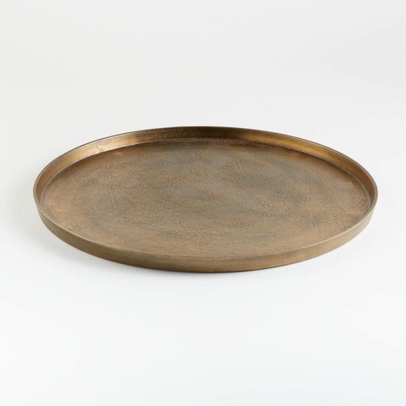 Element Metal Antiqued Brass Tray + Reviews | Crate and Barrel | Crate & Barrel