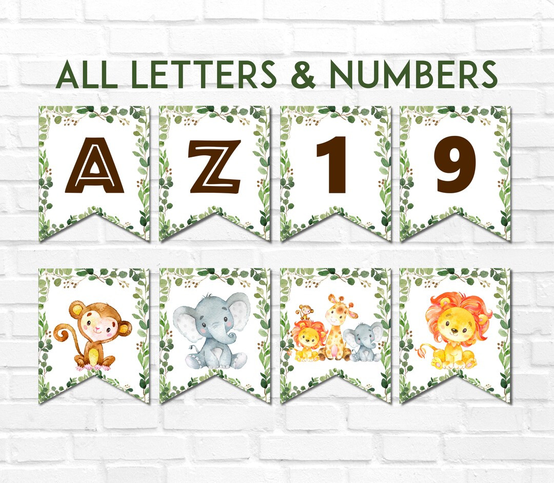 Printable Jungle Banner Safari Banner Party Animals Baby Shower Wild One Birthday Decorations Alp... | Etsy (US)