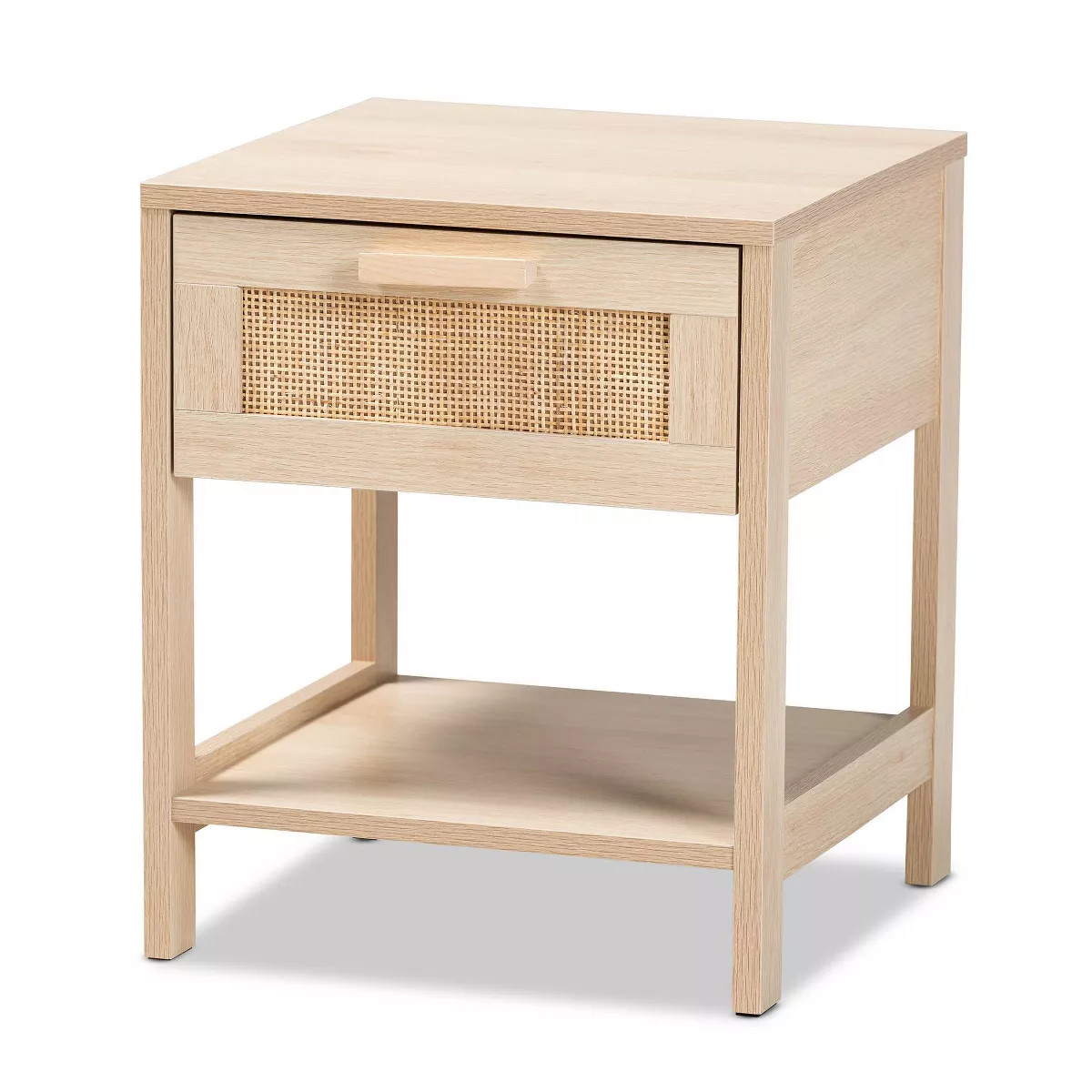 Sebille Wood with Natural Rattan 1 Drawer Nightstand Light Brown - Baxton Studio | Target