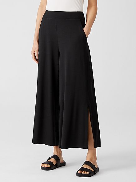 Fine Jersey Wide-Leg Pant with Slits | Eileen Fisher