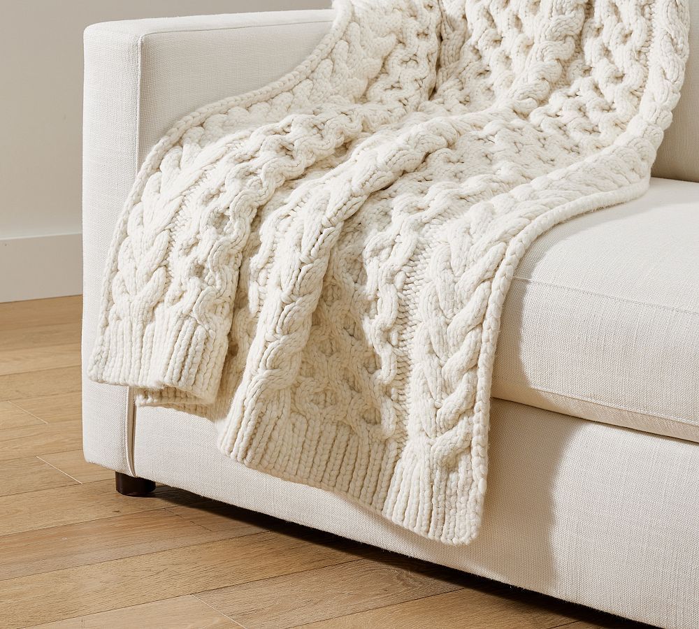 Luxe Cable Knit Throw Blanket | Pottery Barn (US)