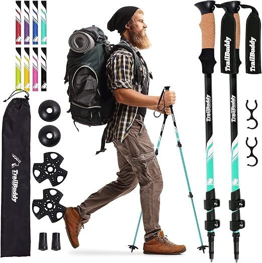 TrailBuddy Trekking Poles - Lightweight, Collapsible Hiking Poles for Backpacking Gear - Pair of ... | Amazon (US)