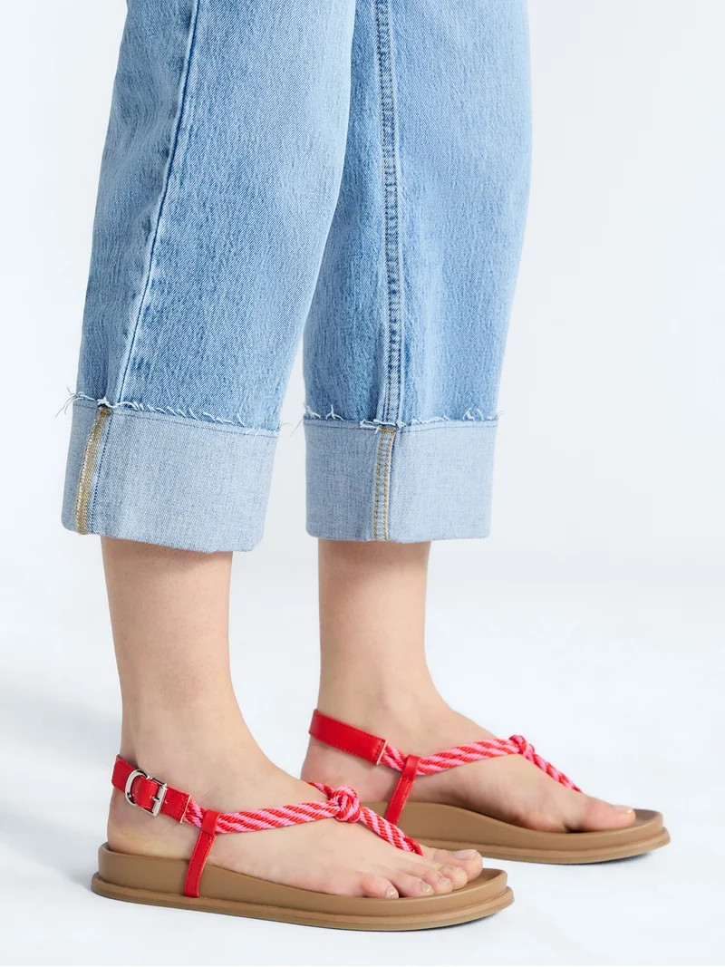 Free Assembly Women's Rope Footbed Sandals | Walmart (US)