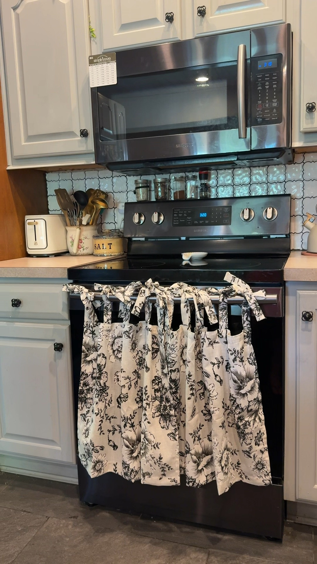 a fun twist on these curtains using them as an oven skirt! perfect way to add a little whimsy to our old farmhouse!

#LTKHome