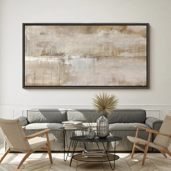Large Framed Canvas Print Neutral Beige and White Textured with a Weathered LookWall Art Decorati... | Walmart (US)