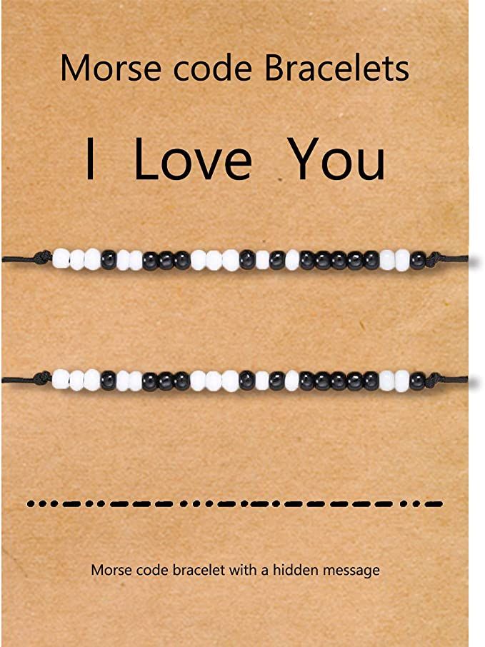 Desimtion Couples Bracelets I Love You Morse Code Bracelet Valentines Day Gifts for Boyfriend Lon... | Amazon (US)