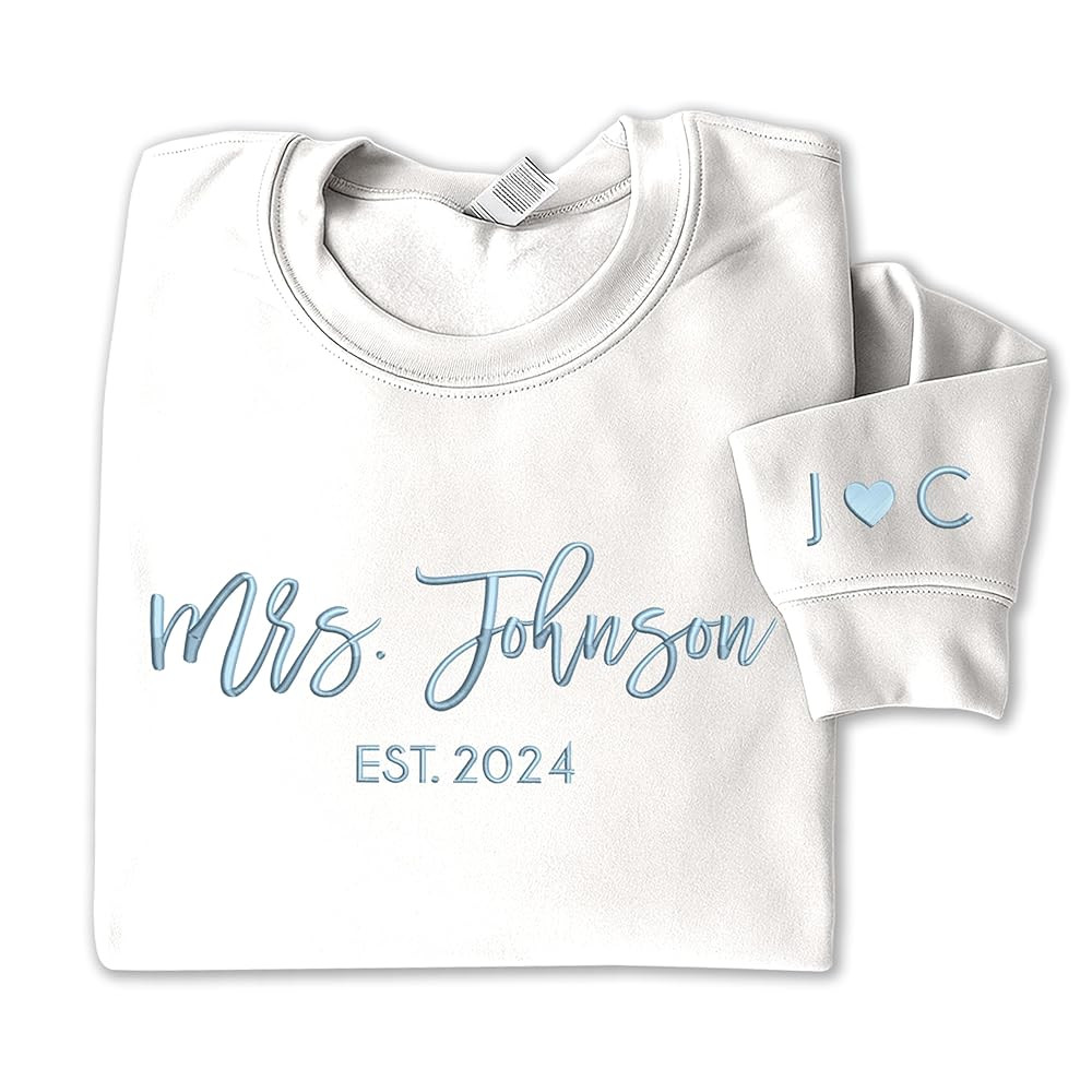 Chillever Personalized Mr and Mrs Embroidered Sweatshirts, Custom Future Mrs Tshirt, Engagement G... | Amazon (US)
