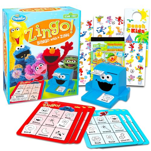 Sesame Street Bingo for Kids - Bundle with Zingo Sesame Street Bingo Games Featuring Elmo, Cooking Monster More with Magnetic Game Board, Game Pieces, and More | Bingo Set for Toddlers | Amazon (US)