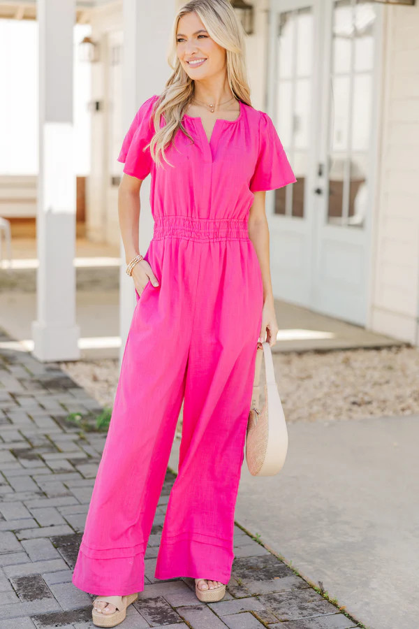 It's In The Air Fuchsia Pink Jumpsuit | The Mint Julep Boutique