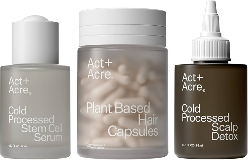 ACT+ ACRE Cold Processed Stem Cell Serum, Hair and Scalp Capsules, and Detox Oil - Promotes Thick... | Amazon (US)