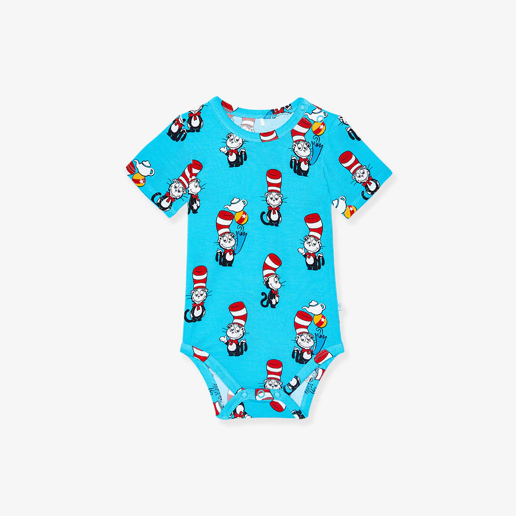 Blue Short Sleeve Baby Bodysuit | Dr. Seuss Cat in the Hat | Posh Peanut