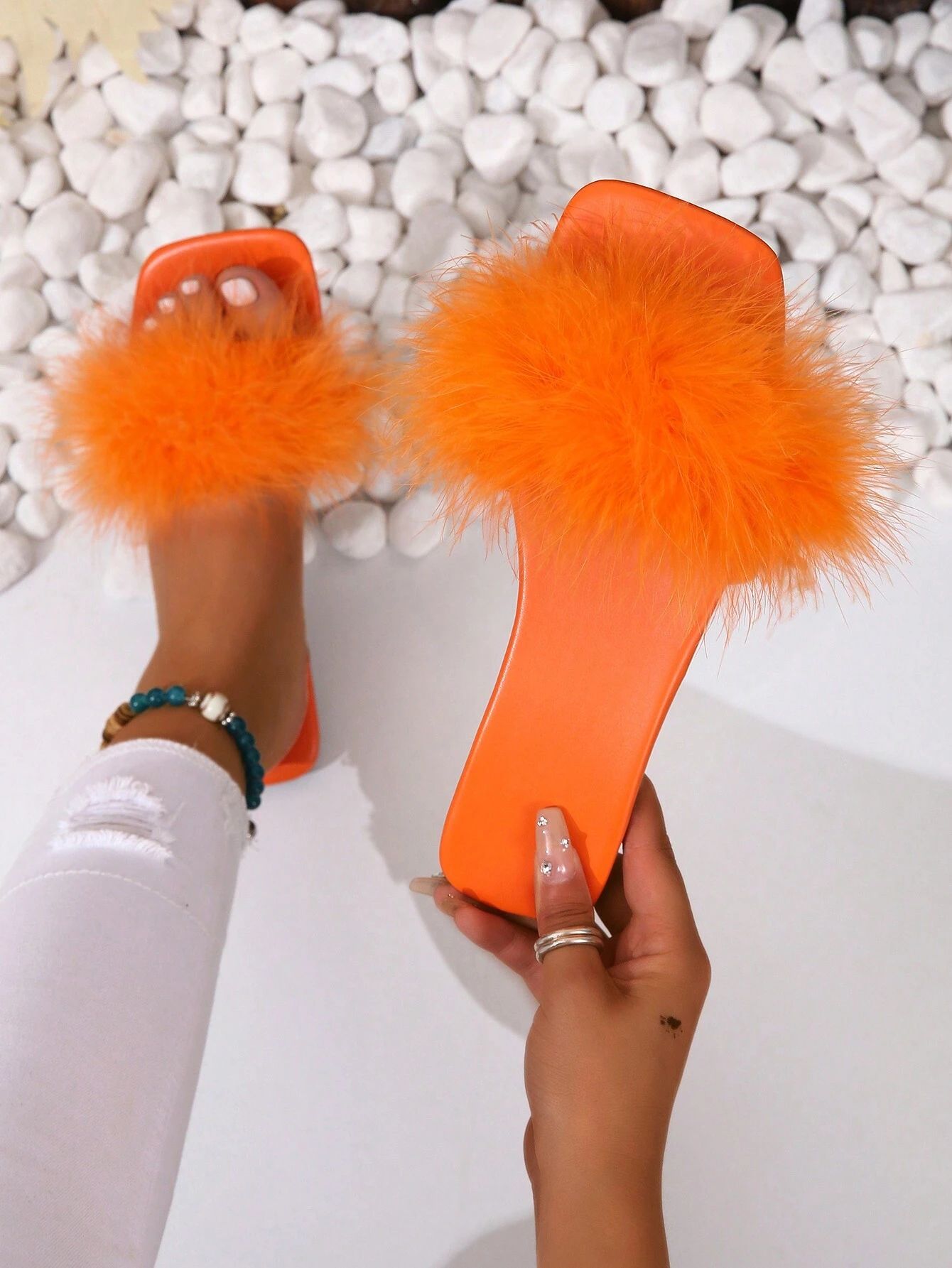 Women's Fashionable Flat Orange Sandals | SHEIN