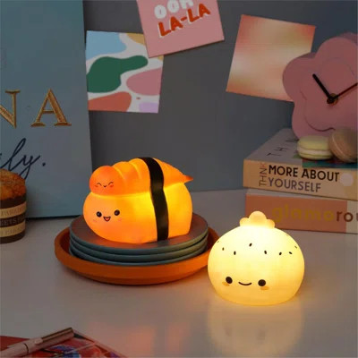 Figural Food Squish Led Mood Lamp, 2 Pack With Dumpling And Sushi | Wayfair North America