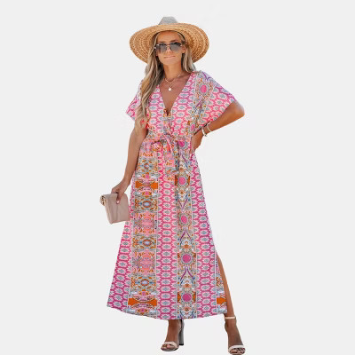 Cupshe Women's Vibrant Boho Maxi Dress with Alluring Print-M-Pink | Target