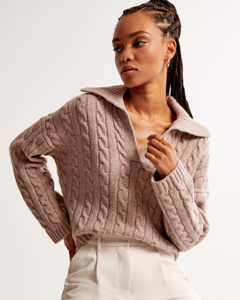 Cable Notch-Neck Sweater | Abercrombie & Fitch (US)