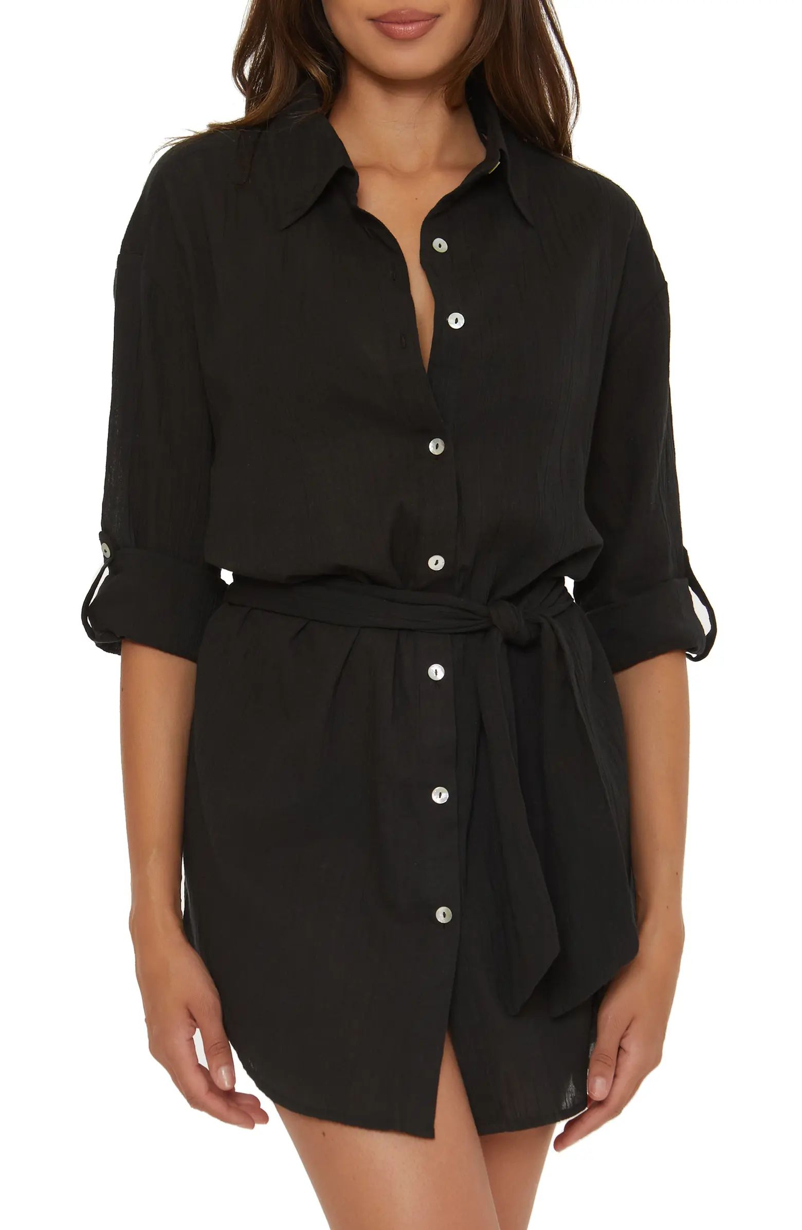 Long Sleeve Cotton Gauze Cover-Up Shirtdress | Nordstrom