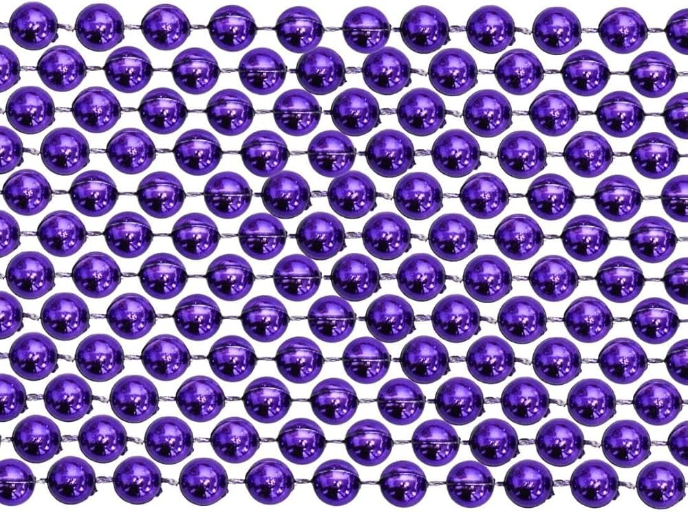 Mardi Gras beads 33 Inch 07mm Round Metallic Purple 6 Dozen (72 Necklaces) | Amazon (US)