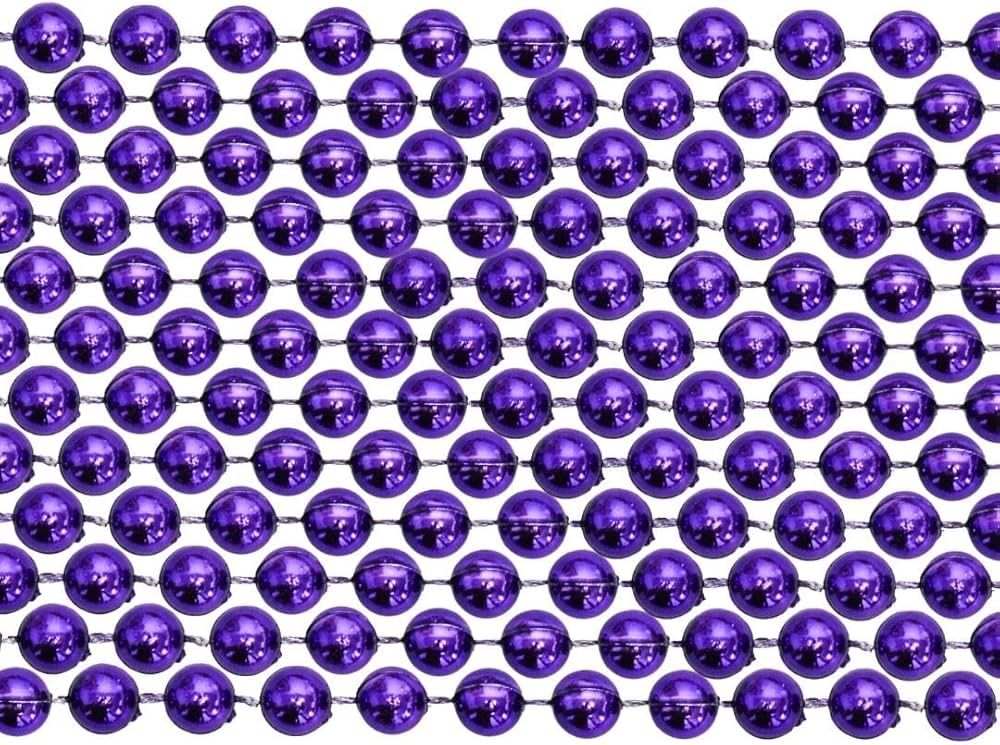 Mardi Gras beads 33 Inch 07mm Round Metallic Purple 6 Dozen (72 Necklaces) | Amazon (US)