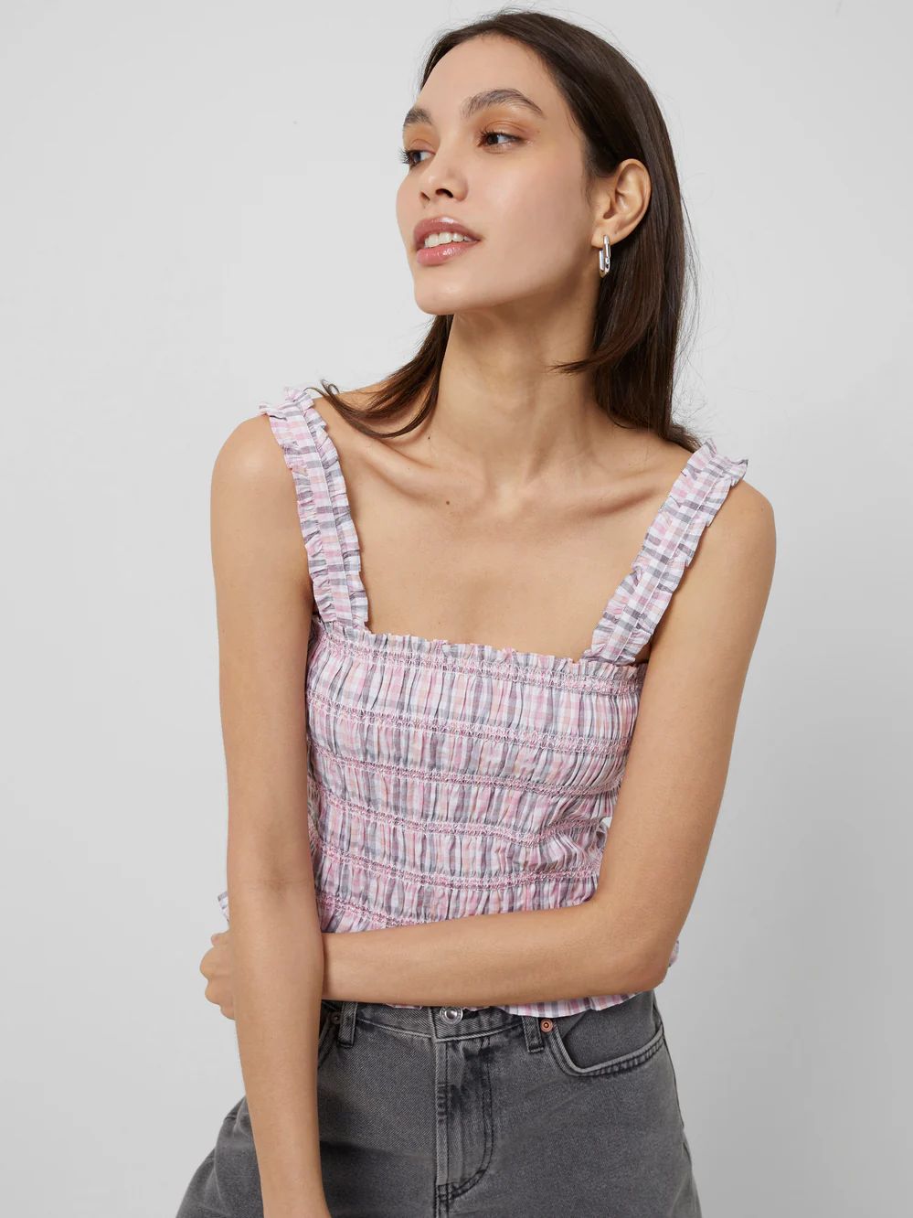 Yaki Check Smocked Top | French Connection (US)