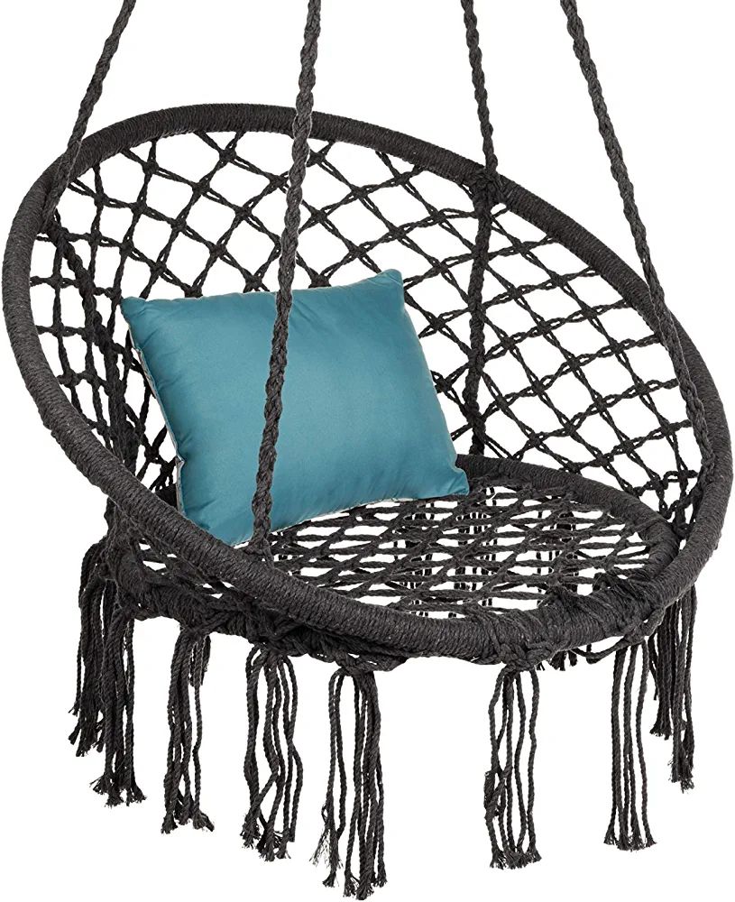 Best Choice Products Handwoven Cotton Macramé Hammock Hanging Chair Swing for Indoor & Outdoor U... | Amazon (US)
