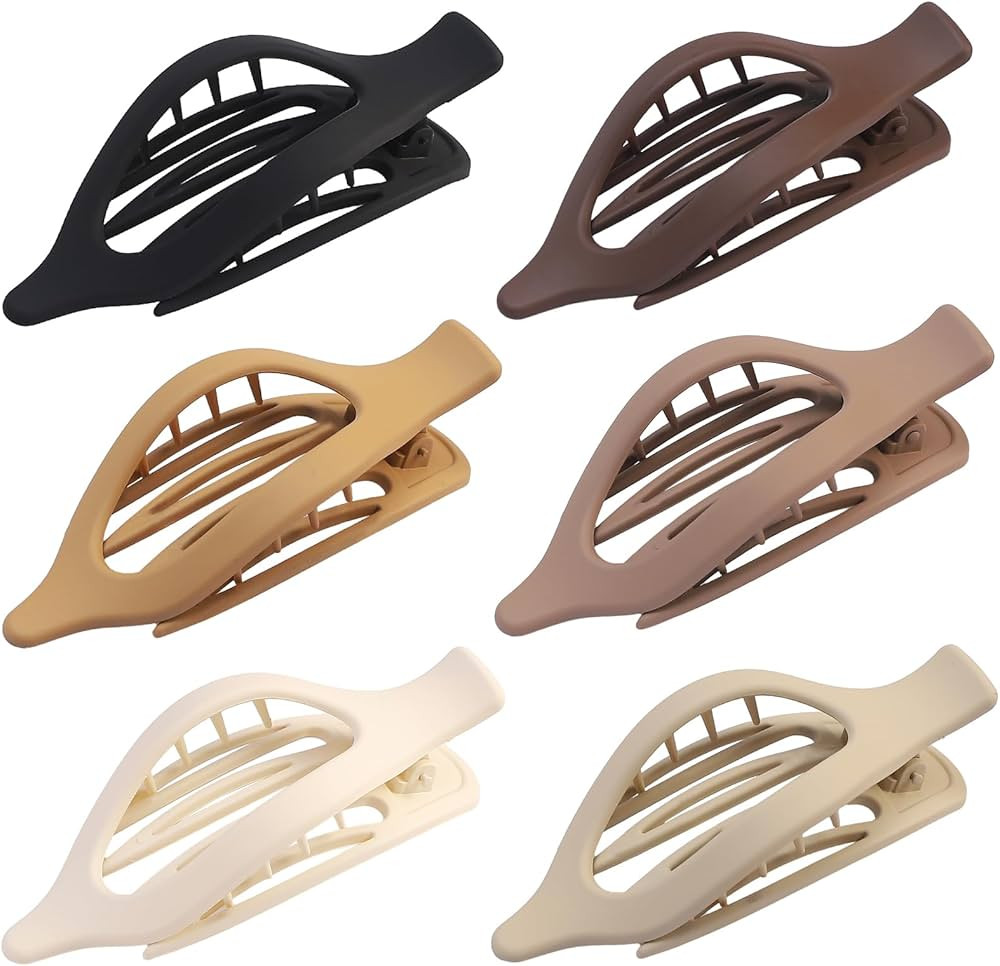 CHANDAT Flat Hair Clip 6 pcs Lay Down Claw Clips Hair Accessories for Women -Brown | Amazon (US)
