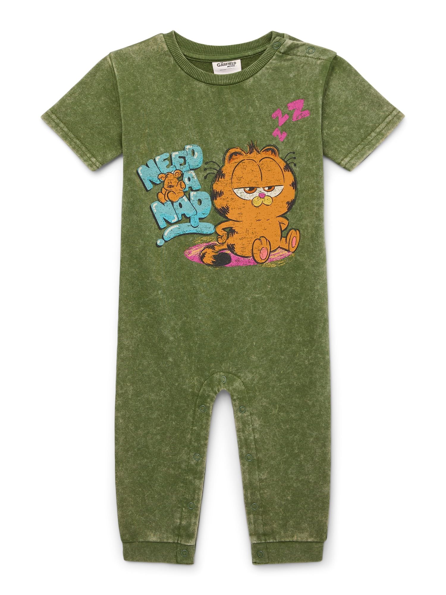 Garfield Baby Boys Graphic Mineral Washed Romper, Sizes 0/3 Months-24 Months - Walmart.com | Walmart (US)