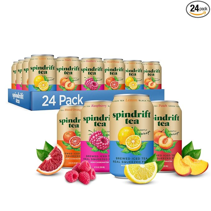 Spindrift Brewed Iced Tea, Variety Pack with Black Tea & Green Tea, Made with Real Squeezed Fruit... | Amazon (US)