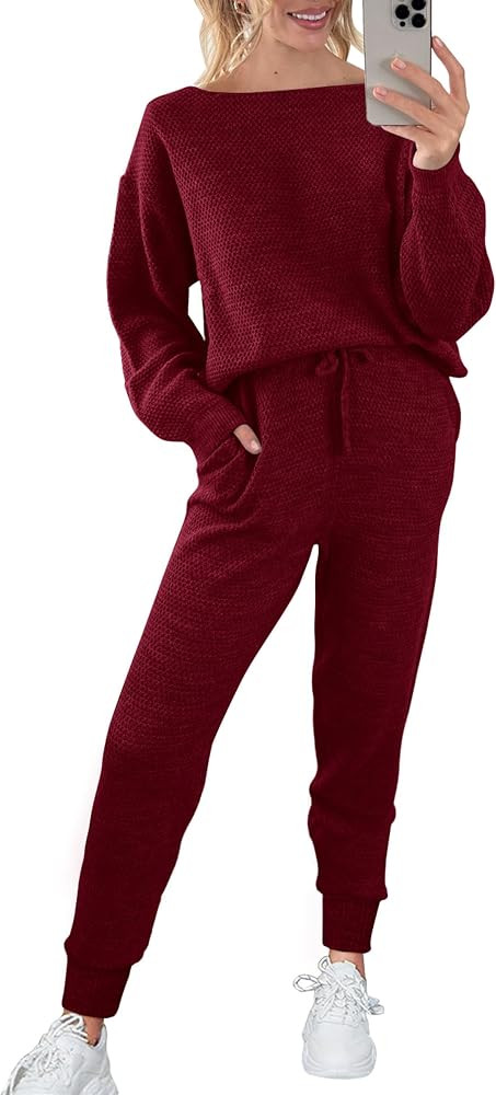 PRETTYGARDEN Women 2 Piece Outfits Long Sleeve Pullover Tops And Long Pants Tracksuit Sweater Set... | Amazon (US)