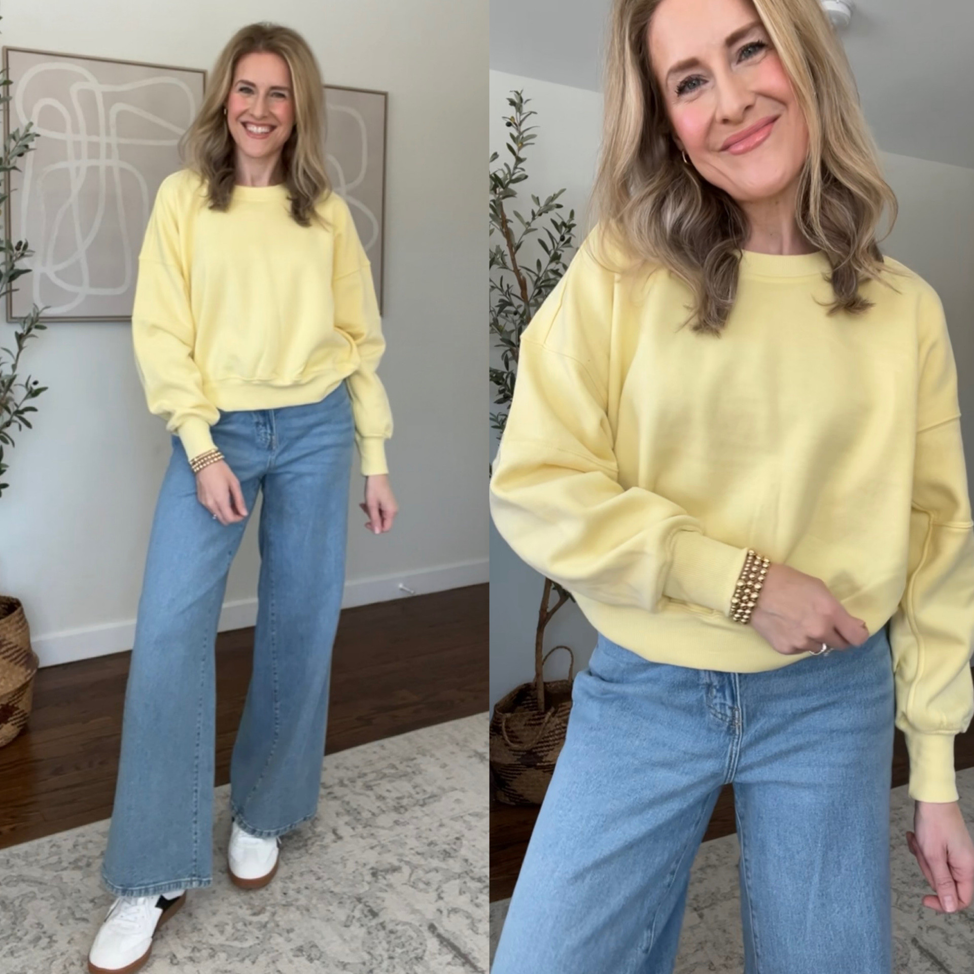 Favorite sweatshirt in yellow. I sized up one size to a medium. Small would be fine too. #walmartfashion 

#LTKootd #LTKmomlife