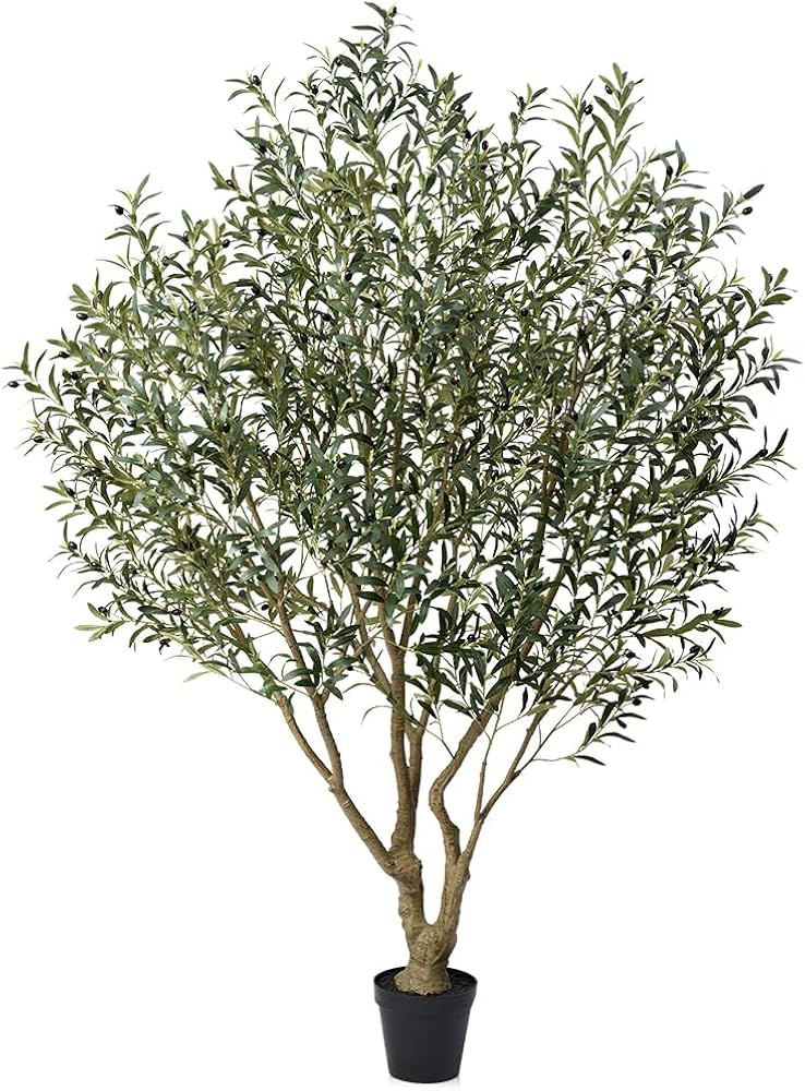 Olive Tree Artificial Indoor 8ft - UV Resistant Large Fake Plants - Realistic Faux Olive Tree in ... | Amazon (US)