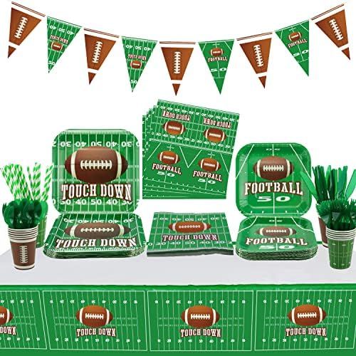 Football Theme Party Supplies - Includes Football Banner, Plates, Napkins, Cup, Tablecloth, Knive... | Amazon (US)