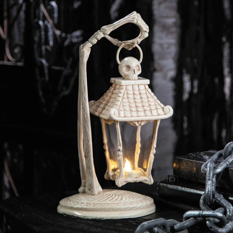 16 1/2" Light-Up Skeleton Crew Bone Lantern Halloween Tabletop Decoration | Walmart (US)