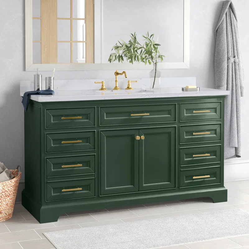 Annaline 60'' Free Standing Single Bathroom Vanity with Engineered Stone Top | Wayfair North America