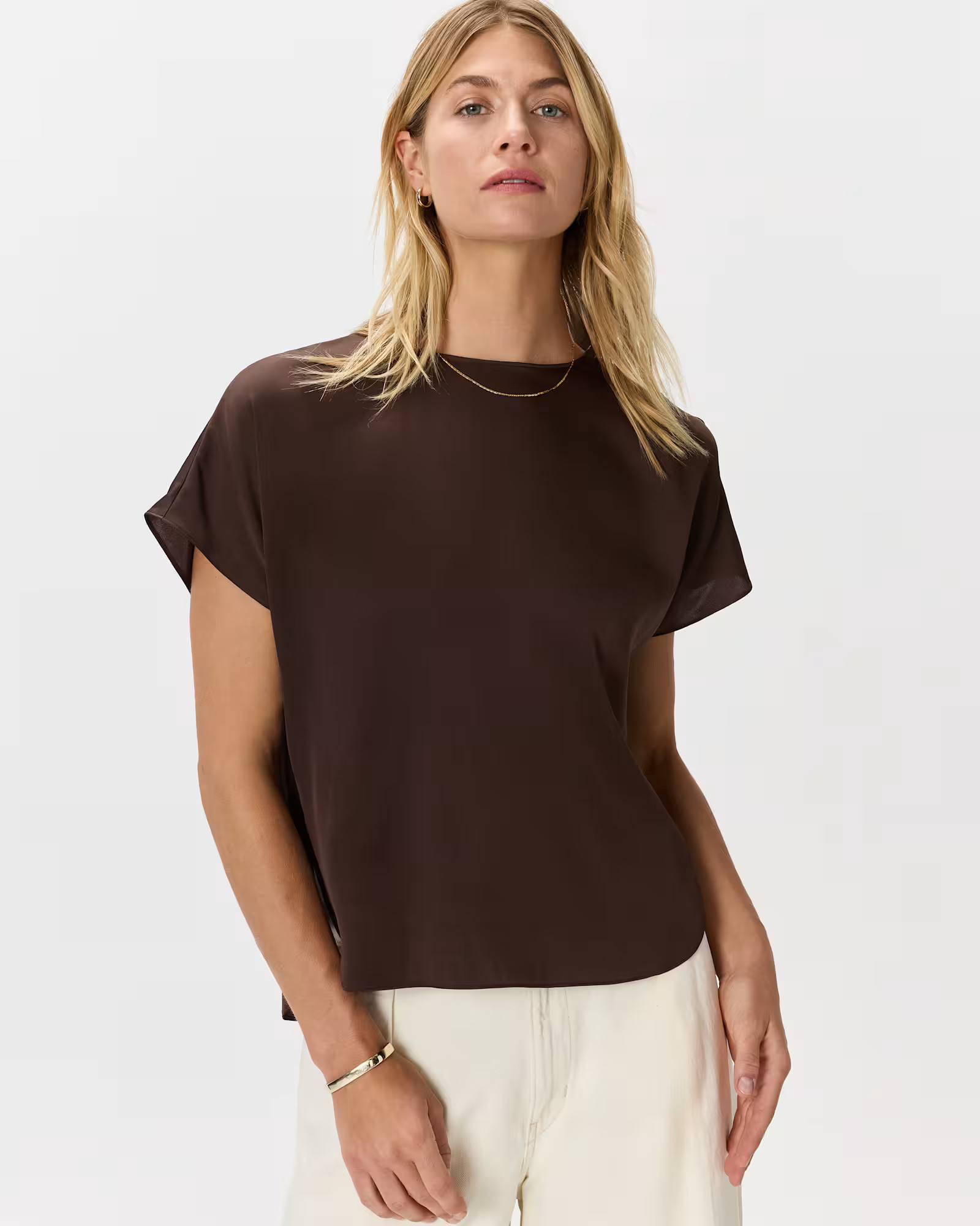 Washable Stretch Silk Split Hem Tee | Quince