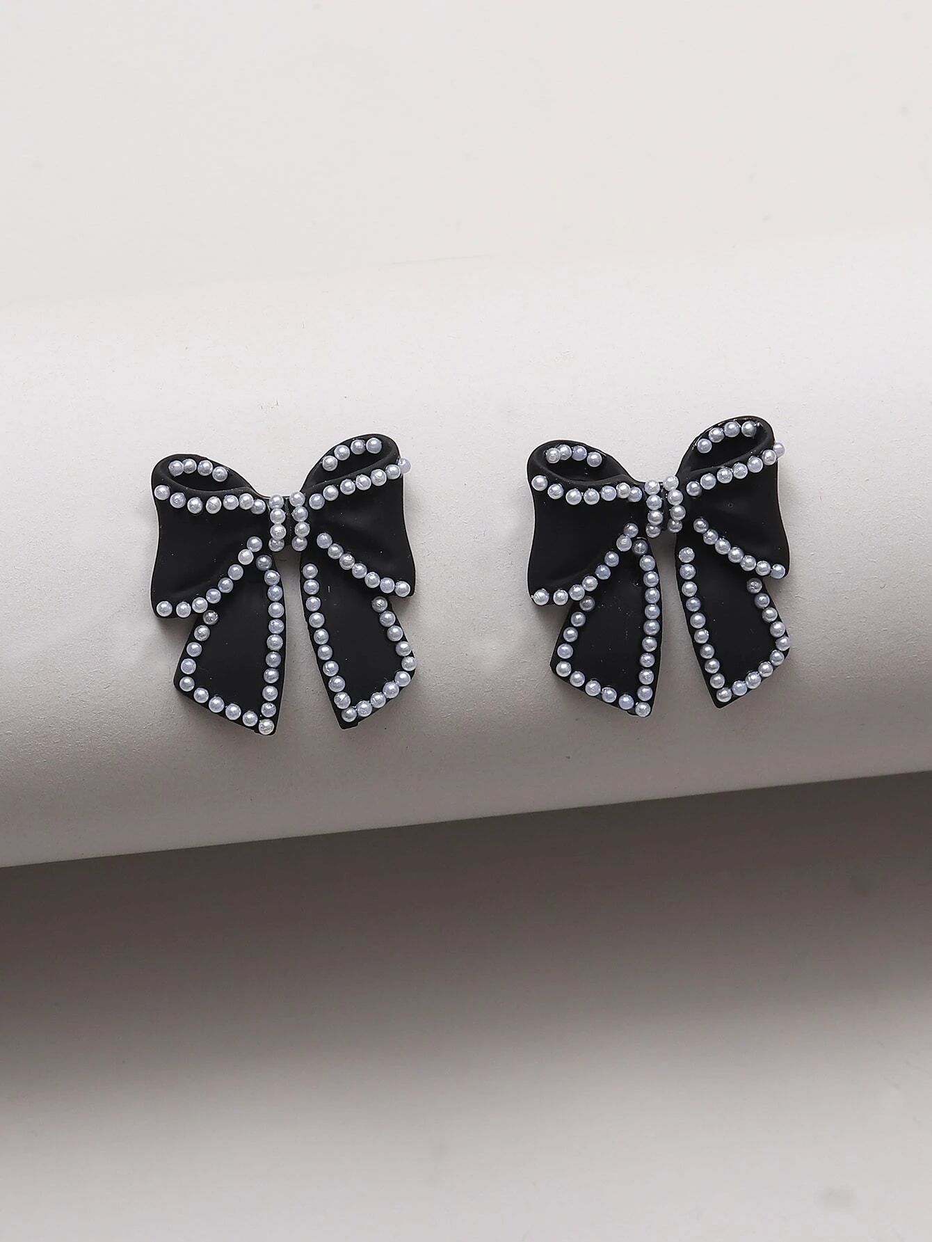 Faux Pearl Decor Bow Earrings | SHEIN