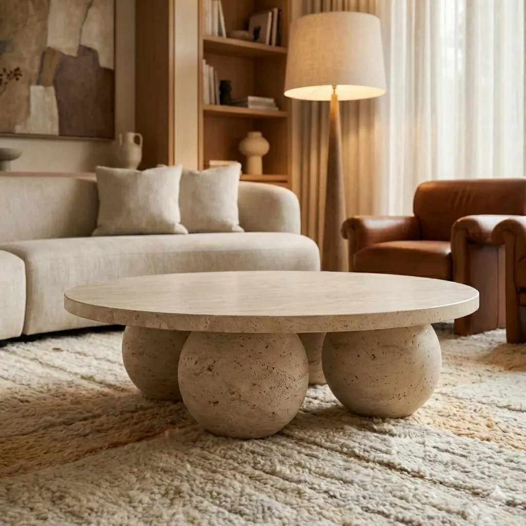 Travertine Marble Coffee Table – Handmade Natural Stone Furniture Design for Living Room - Etsy | Etsy (US)