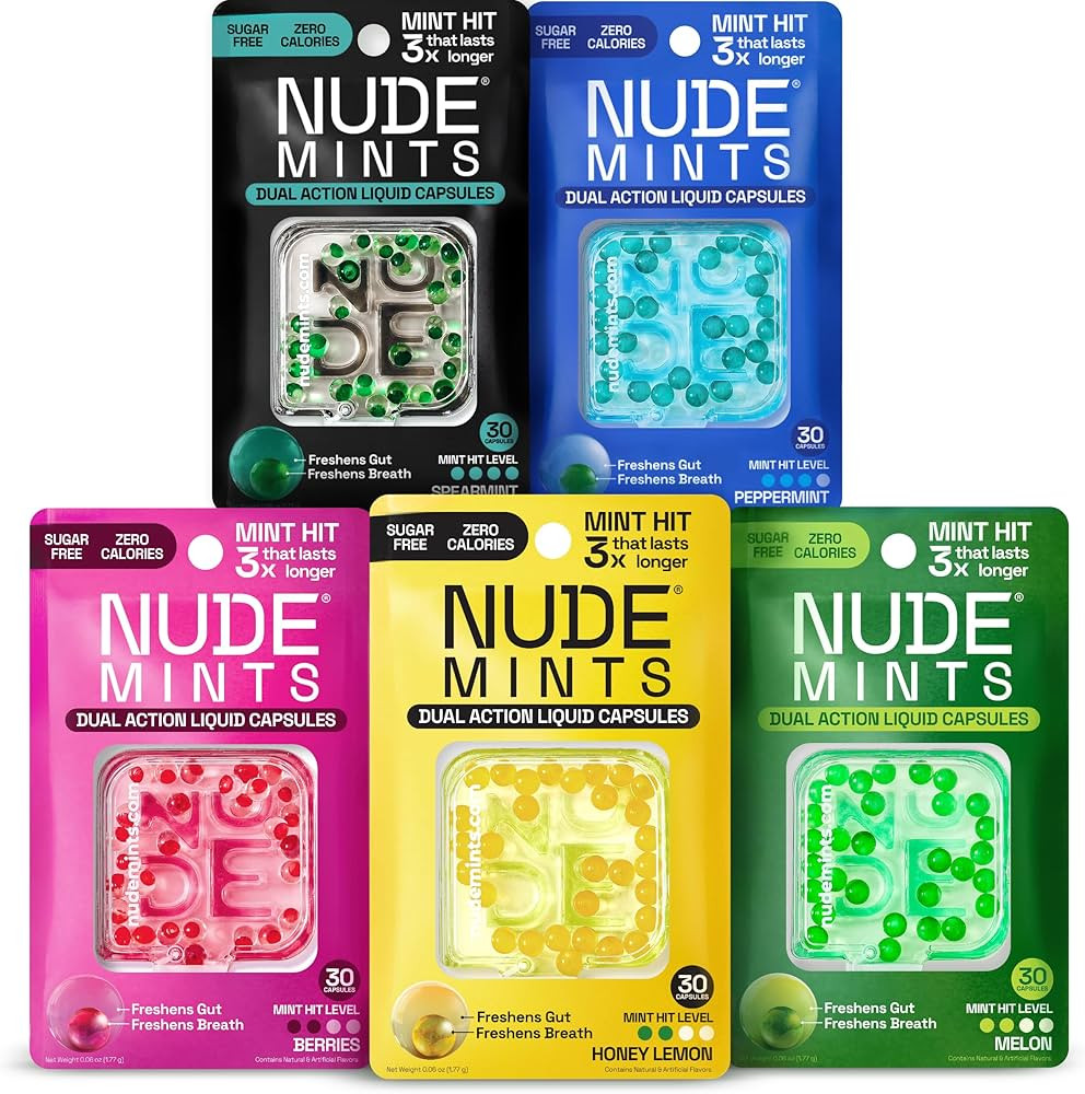 NUDE MINTS | Dual Action Liquid Capsules | Mouth Watering Mint - Lasts 3X Longer - 3X Stronger - ... | Amazon (US)