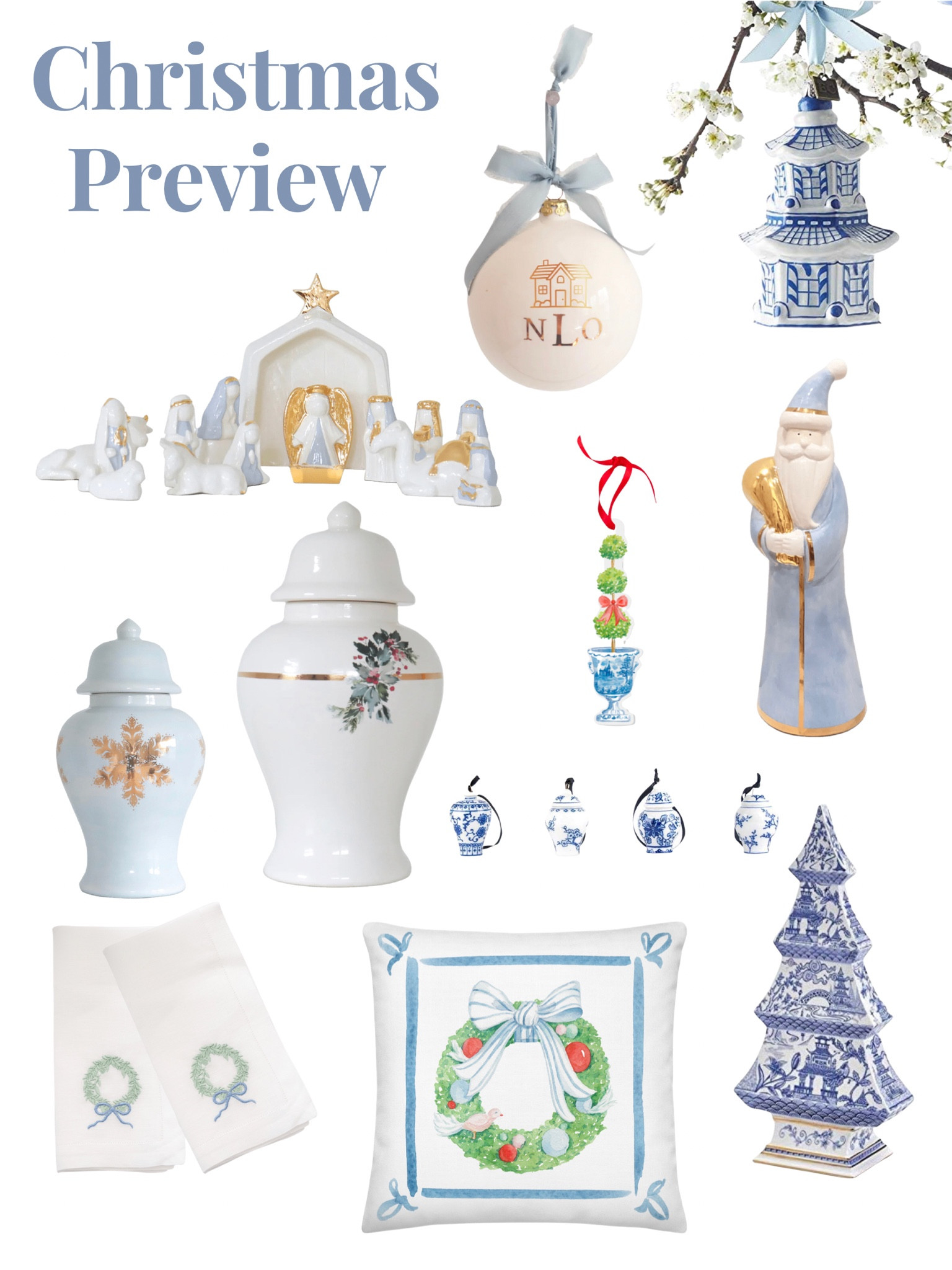 Christmas 2022
Blue and white 
Chinoiserie 
Ginger jar 
Holiday decor 
Ceramic 
Dish towel wreath 
Blue cornflower
Grandmillennial 
Watercolor
 Santa 
christmas preview 
Holidays 

#LTKunder100 #LTKSeasonal #LTKhome