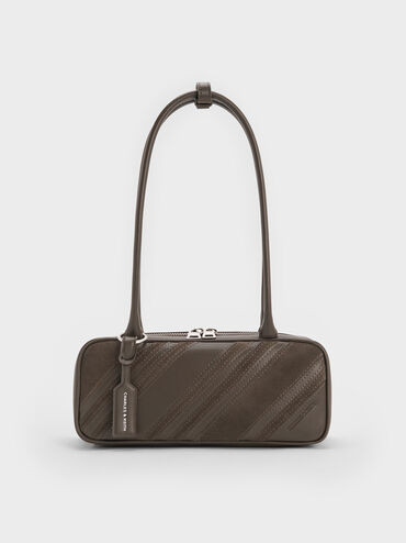 Zeya Striped Shoulder Bag
    
         - Dark Moss | Charles & Keith UK