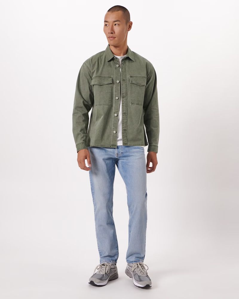 Men's Relaxed Twill Shirt Jacket | Men's Tops | Abercrombie.com | Abercrombie & Fitch (US)