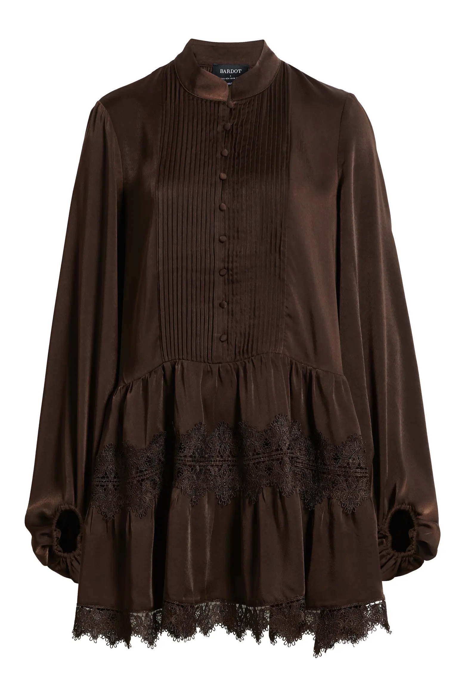 Antonia Lace Trim Long Sleeve Satin Minidress (Women) | Nordstrom | Nordstrom
